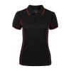 Black Red Ladies Piping Polo Shirts